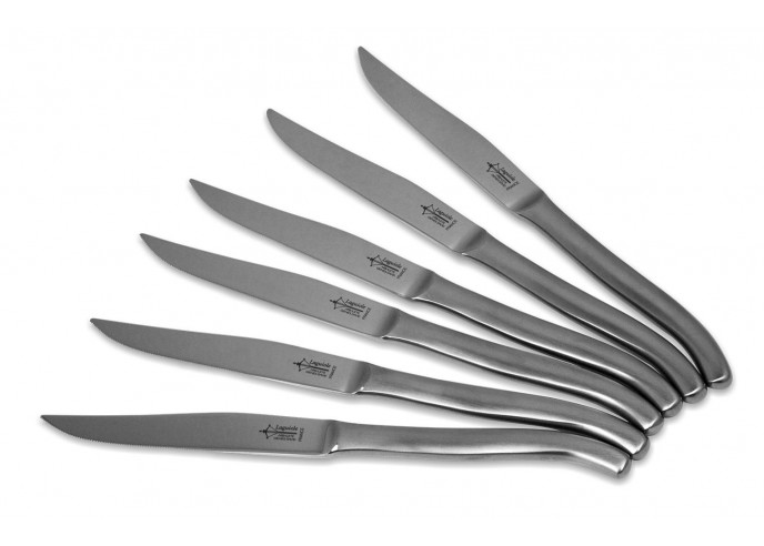 6 Couteaux de Table Laguiole en Aubrac Inox Monobloc Satiné
